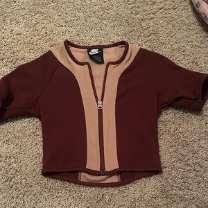 Nike Maroon and Beige Zip-Up Jacket